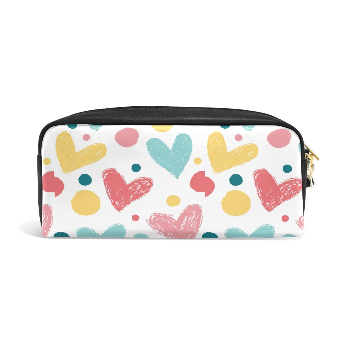 ALAZA Colorful Valentine's Day Heart Pencil Case with Zipper - Cute School Supplies for Students, Travel Organizer & Small Cosmetic Pouch - Perfect for Backpack, Office & Makeup Storage