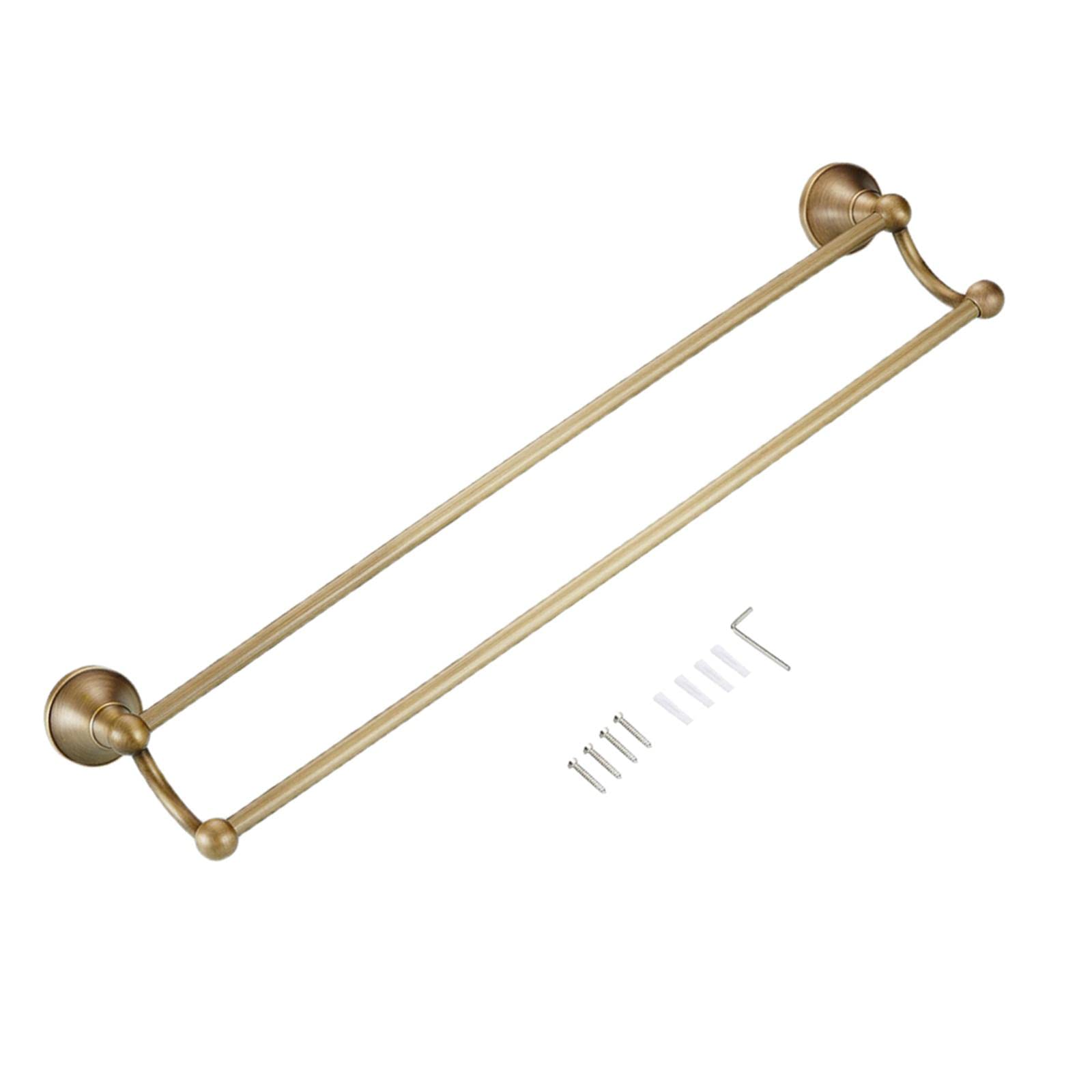 LOOM TREE® 60cm Brass Double Towel Bar - Premium Bathroom Hardware Wall Mounted Towel Rack Holder | Durable & Stylish for Bathroom, Spa, or Guest Room Organization