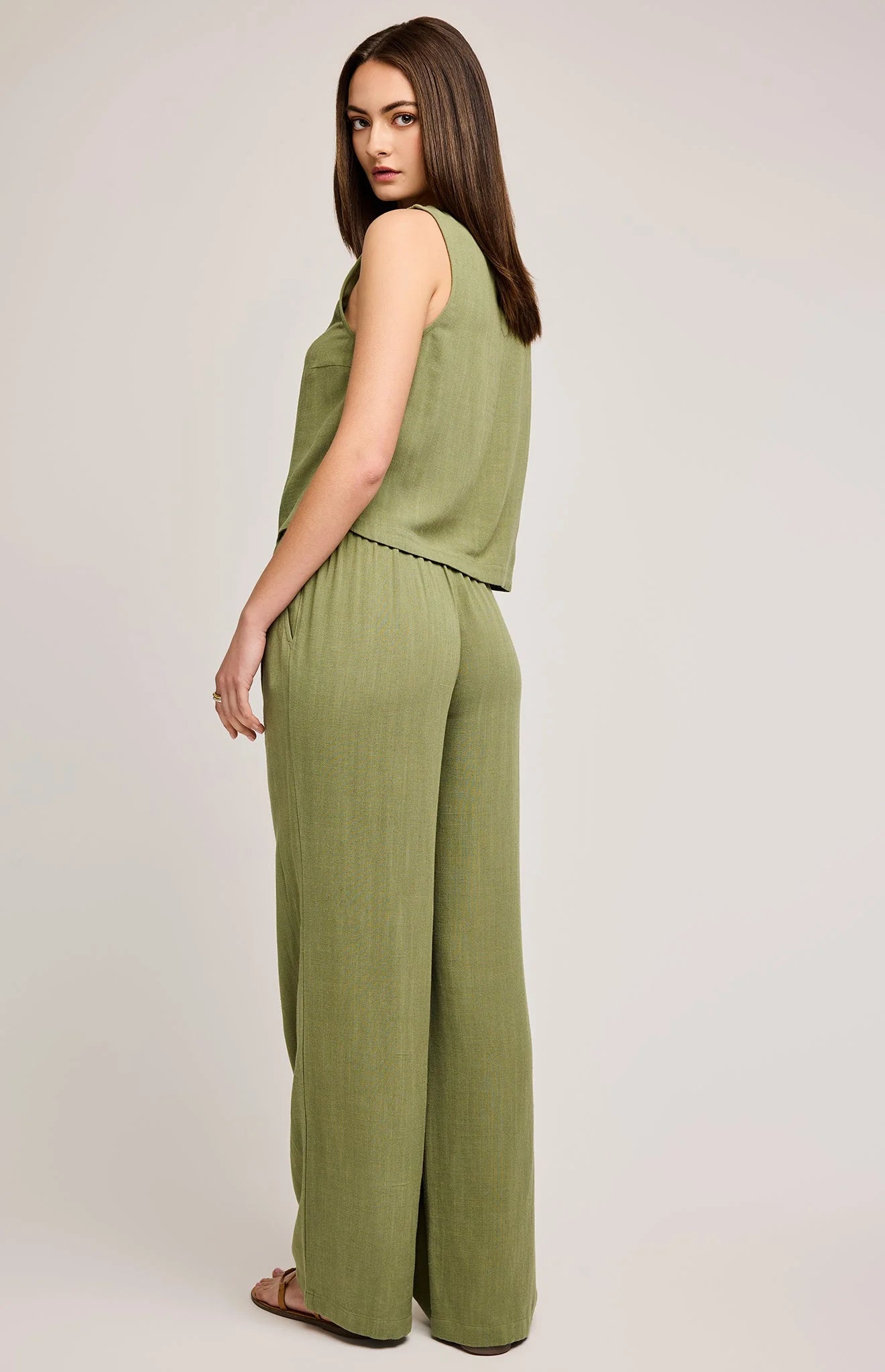 Gentlefawn Finley Women's High Waisted Pants - Soft Stretch Matcha Green Casual Trousers for Work, Travel & Everyday Wear