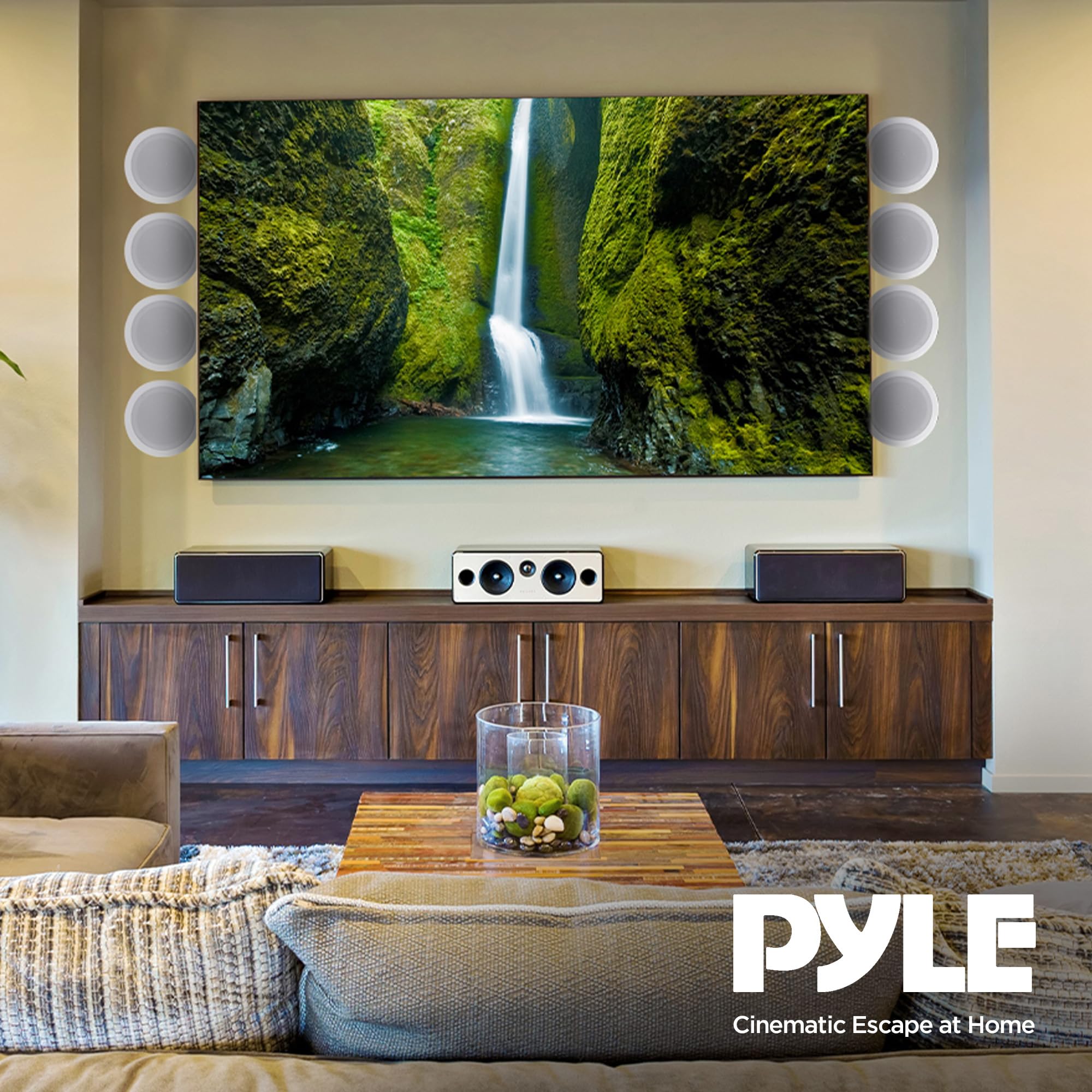 Pyle PDIC1661RD 6.5 Inch 200 Watt In-Ceiling & Wall Speakers, 2-Way Flush Mount Stereo Speaker System (4 Pairs, White) - Perfect for Home Theater, Indoor Audio & Multi-Room Music Setup