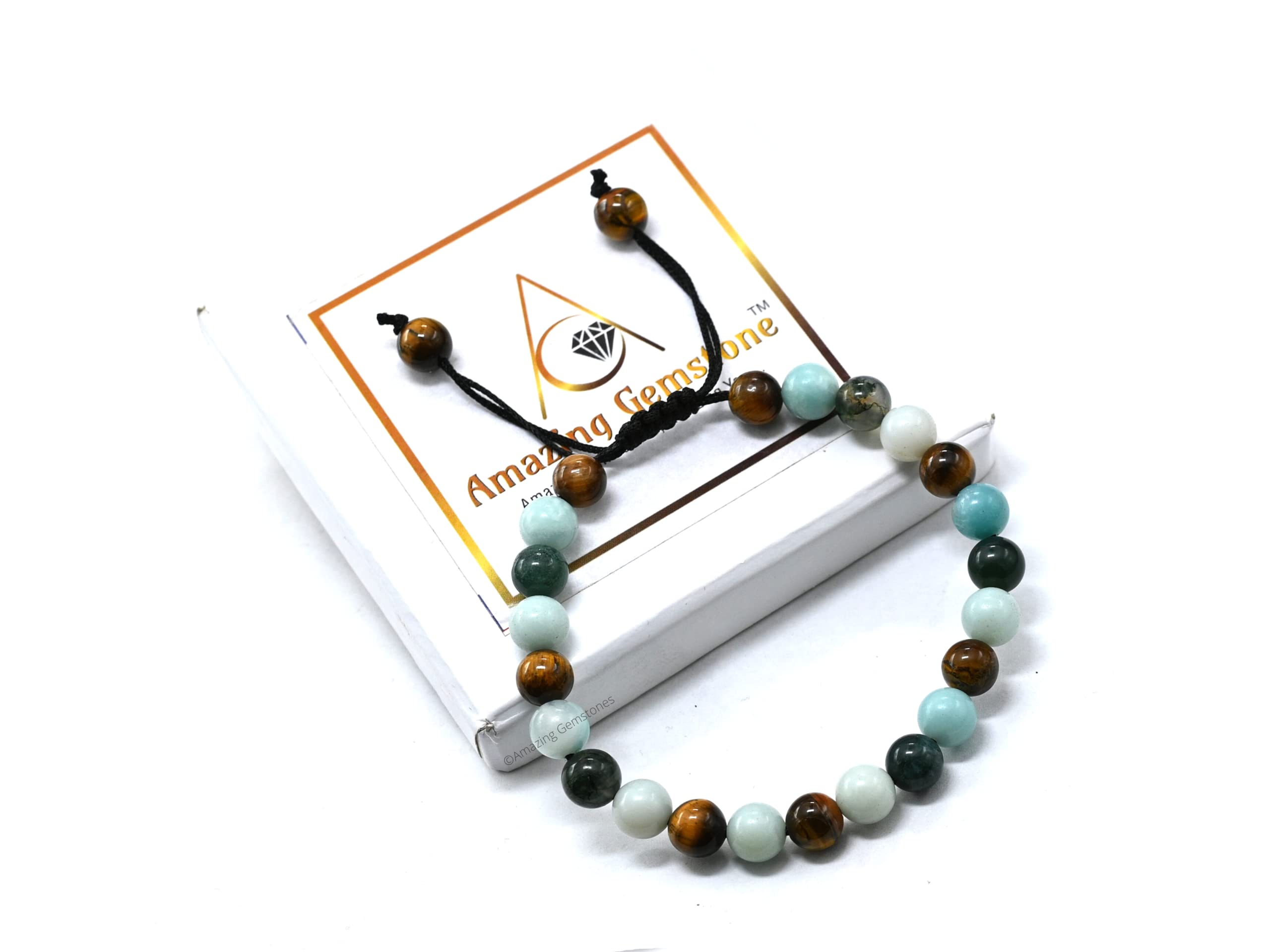 Virgo Zodiac Crystal Bracelet for Women & Men - Amazonite Moss Agate Tiger Eye Healing Bracelet with Adjustable String, Anxiety Relief & Stress Reduction Birthstone Jewelry Gift | Perfect for Meditation, Yoga & Spiritual Healing