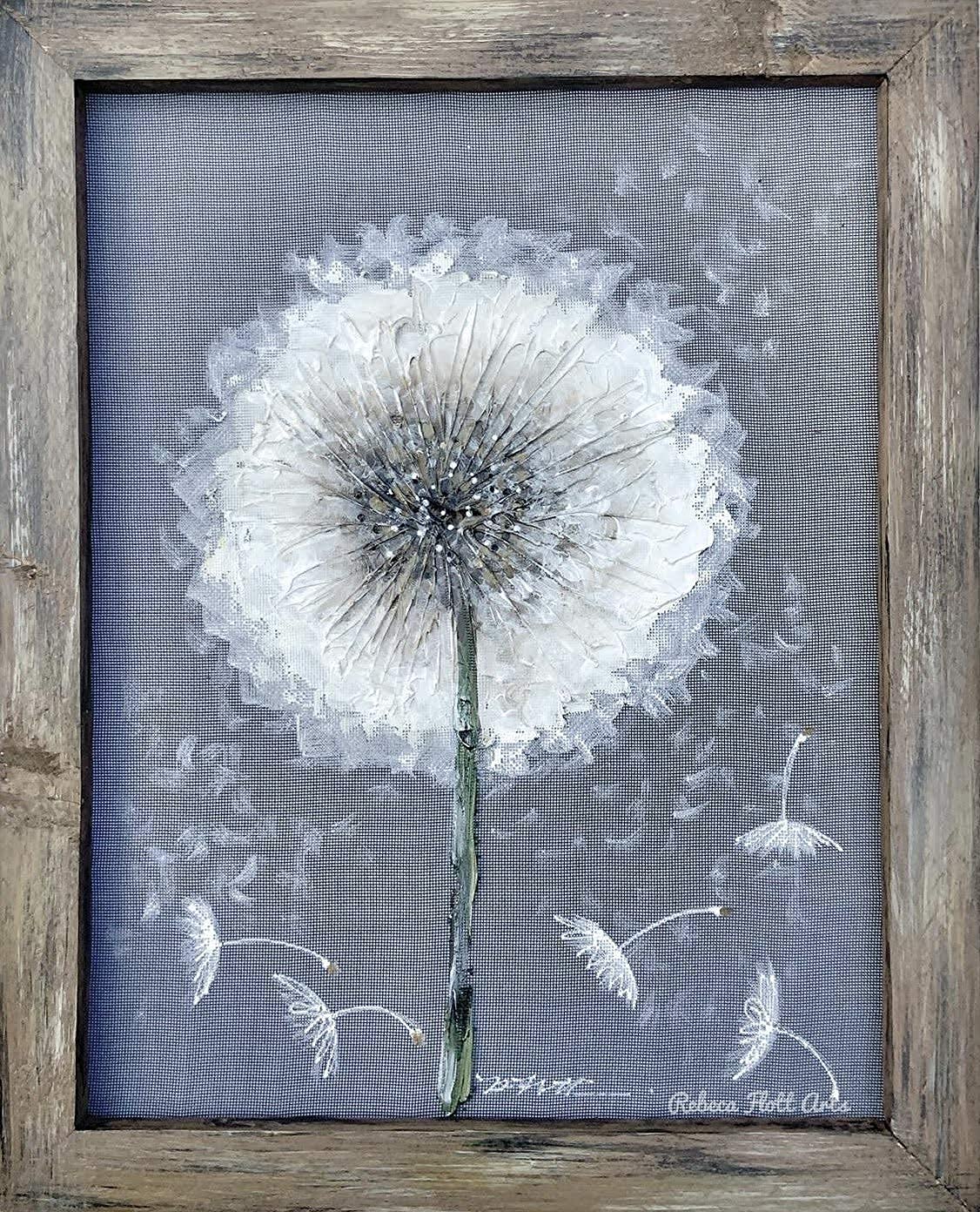 Handmade Dandelion Wish Window Screen Art - Rustic Country Style Outdoor Decor for Home, Garden & Patio