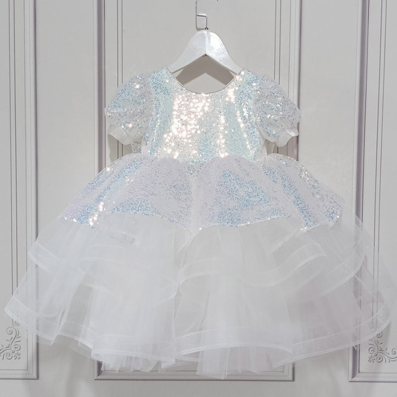 Sparkly Mesh Fluffy Princess Dress for Baby Girls - Shiny Sequins Party Gown for Birthday, Pageant, and Special Occasions