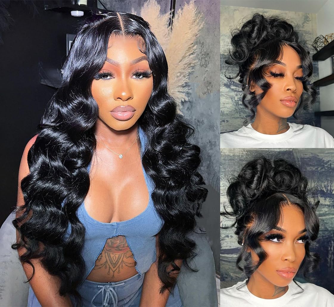 360 Lace Front Wigs Human Hair with Baby Hair - Brazilian Virgin Body Wave 200% Density HD Lace Wig for Women (24 Inch) - Perfect for Daily Wear, Cosplay & Special Occasions