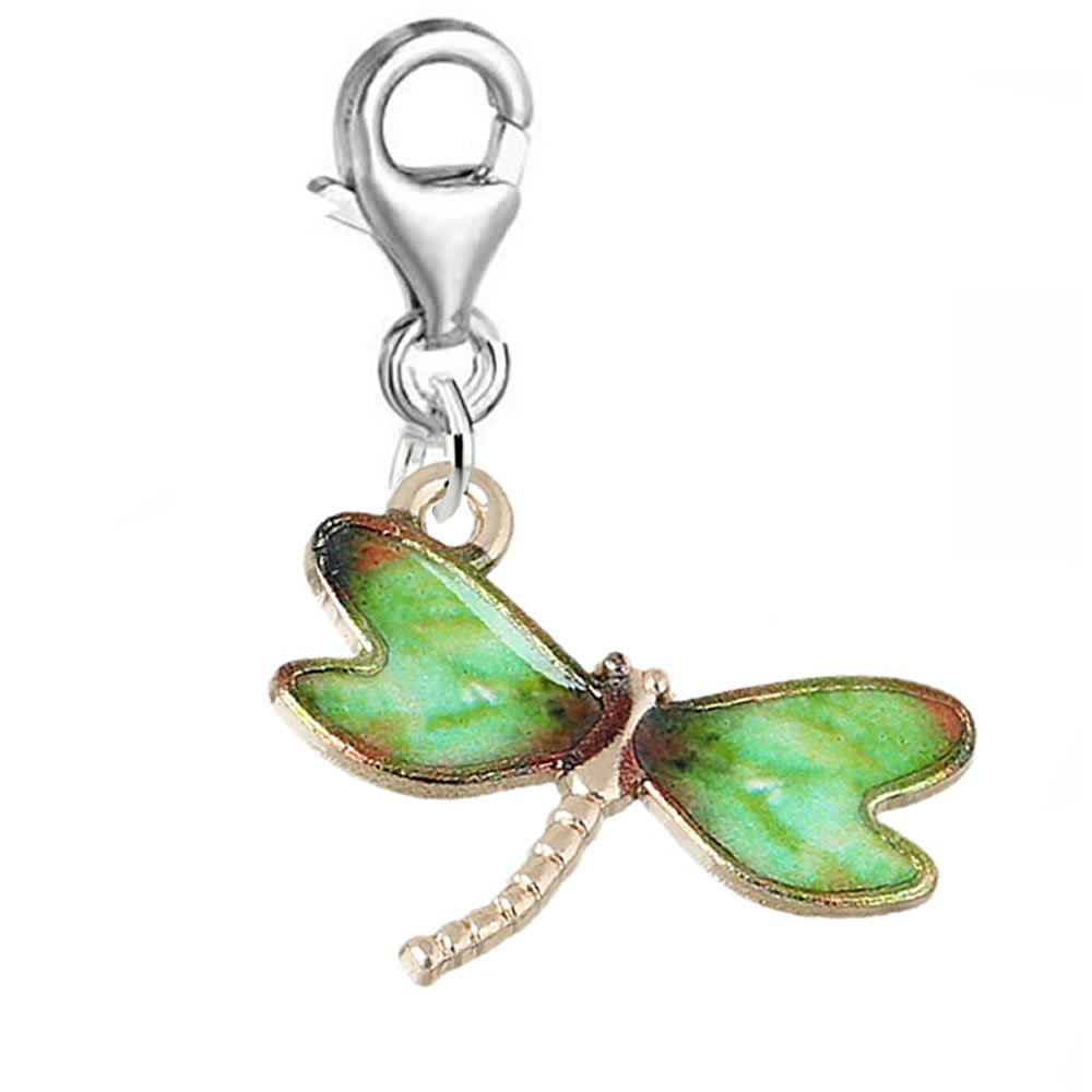 Sparkly Dragonfly Charm Pendant - Clip On Jewelry for Bracelets & Necklaces - Perfect for Parties, Weddings & Everyday Wear