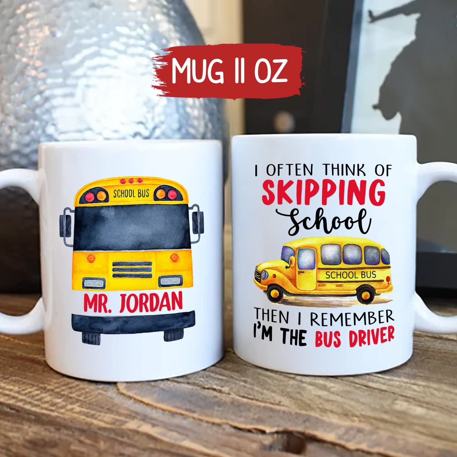 Personalized Bus Driver Coffee Mug - Custom 11oz & 15oz Gift for Men, Dad & School Bus Drivers - Funny 'I'm The Bus Driver' Design - Perfect for Coffee Breaks, Appreciation Gifts & Daily Commutes