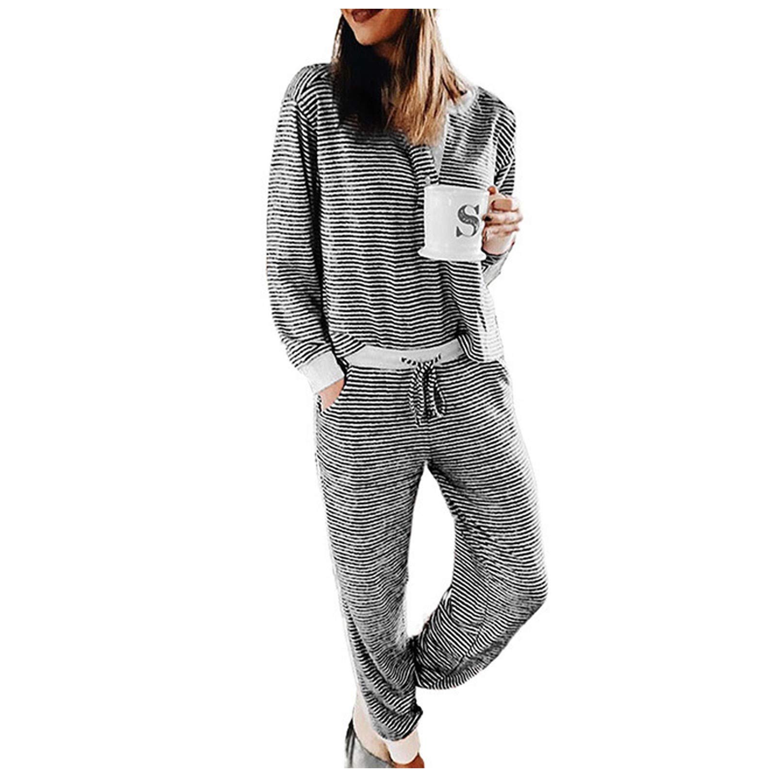 Printed Hoodie & Leggings Set for Women - Sportswear Fashion with Stripe Design - Christmas Outfit for Holiday Parties & Casual Wear