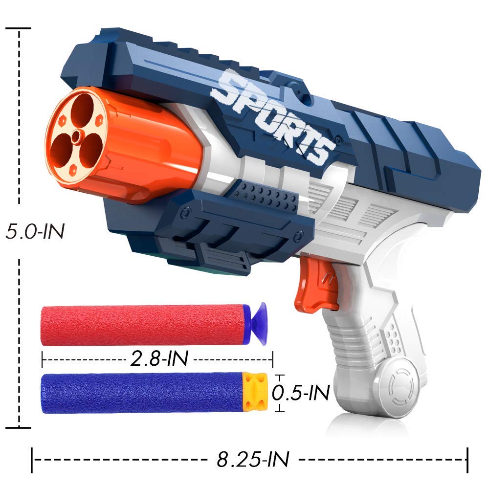 POKONBOY 4 Pack Foam Blaster Guns - Compatible with Nerf Guns & Bullets, Toy Guns for Boys & Girls with 80 Pack Refill Darts - Fun Hand Gun Toys for Kids Ages 6-8 - Perfect for Birthday Gifts, Christmas Presents & Outdoor Nerf Battles