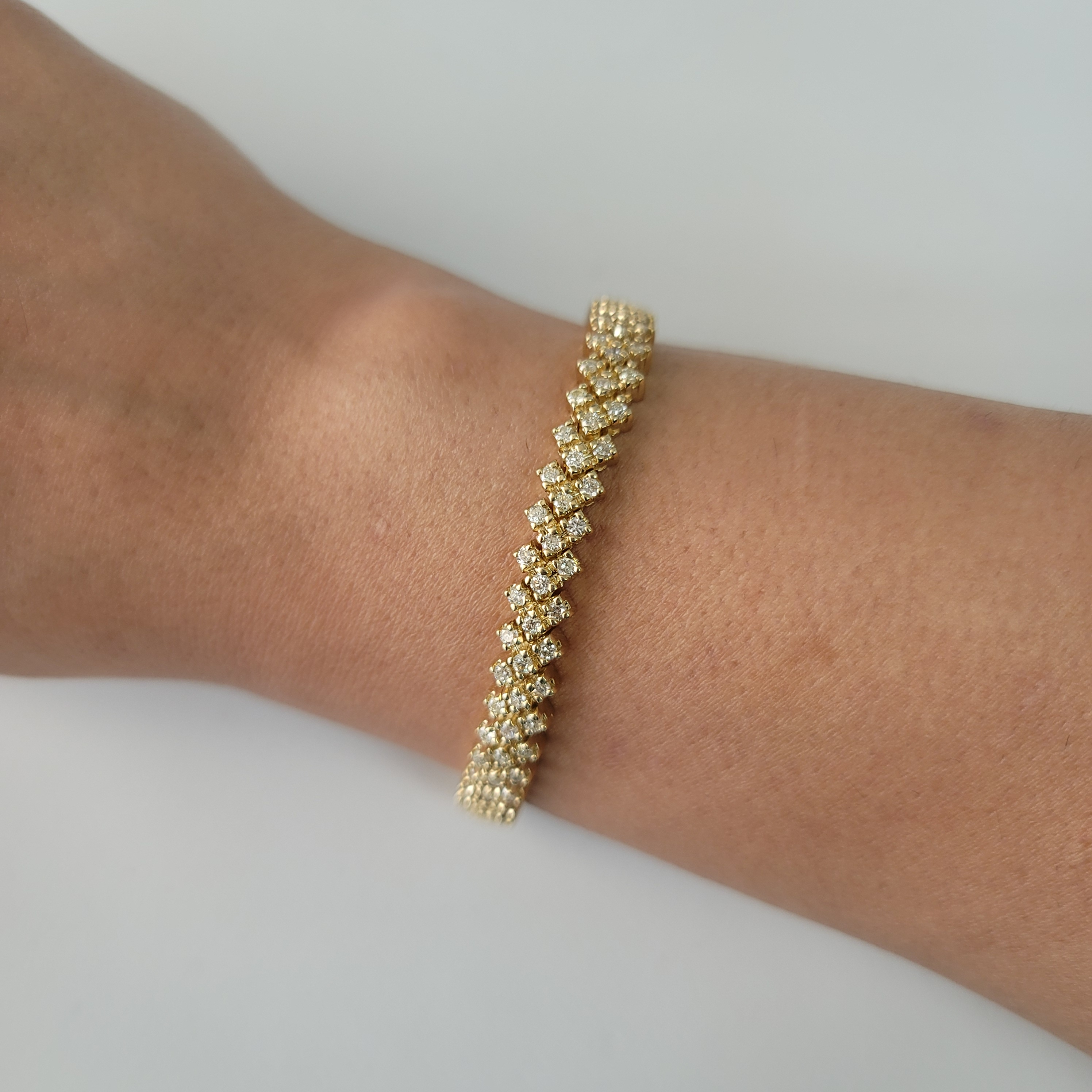 4.25cttw Diamond Tennis Bracelet in 14k Yellow Gold - Basketweave Design for Women, Perfect for Weddings, Anniversaries & Special Occasions