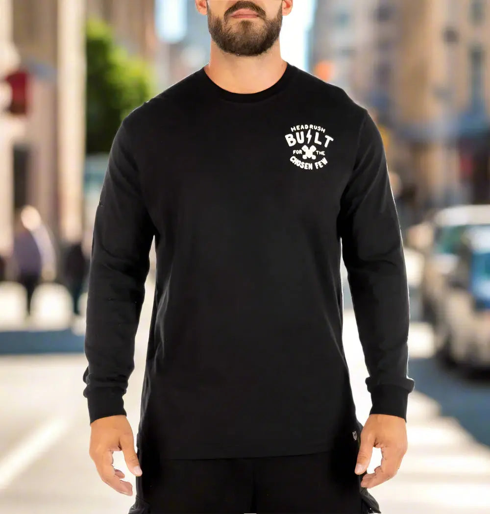 Headrush Men's Premium Long Sleeve T-Shirt - Soft Cotton Crewneck Tee for Casual Wear & Outdoor Activities