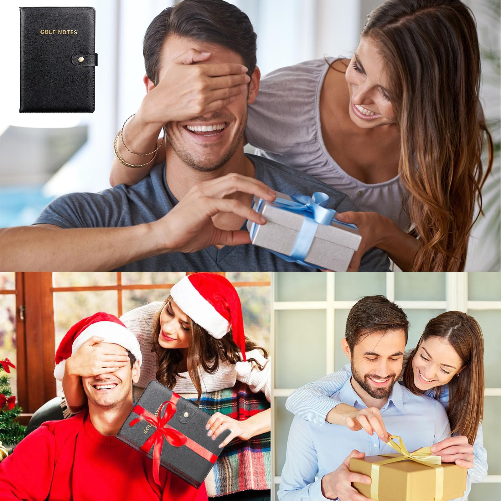 Premium Leather Golf Scorecard Holder with 200 Pages - Golf Notebook Log Journal & Yardage Book - Perfect Golf Gifts for Men & Women - Ideal for Tracking Scores, Yardages & Game Improvement on the Course