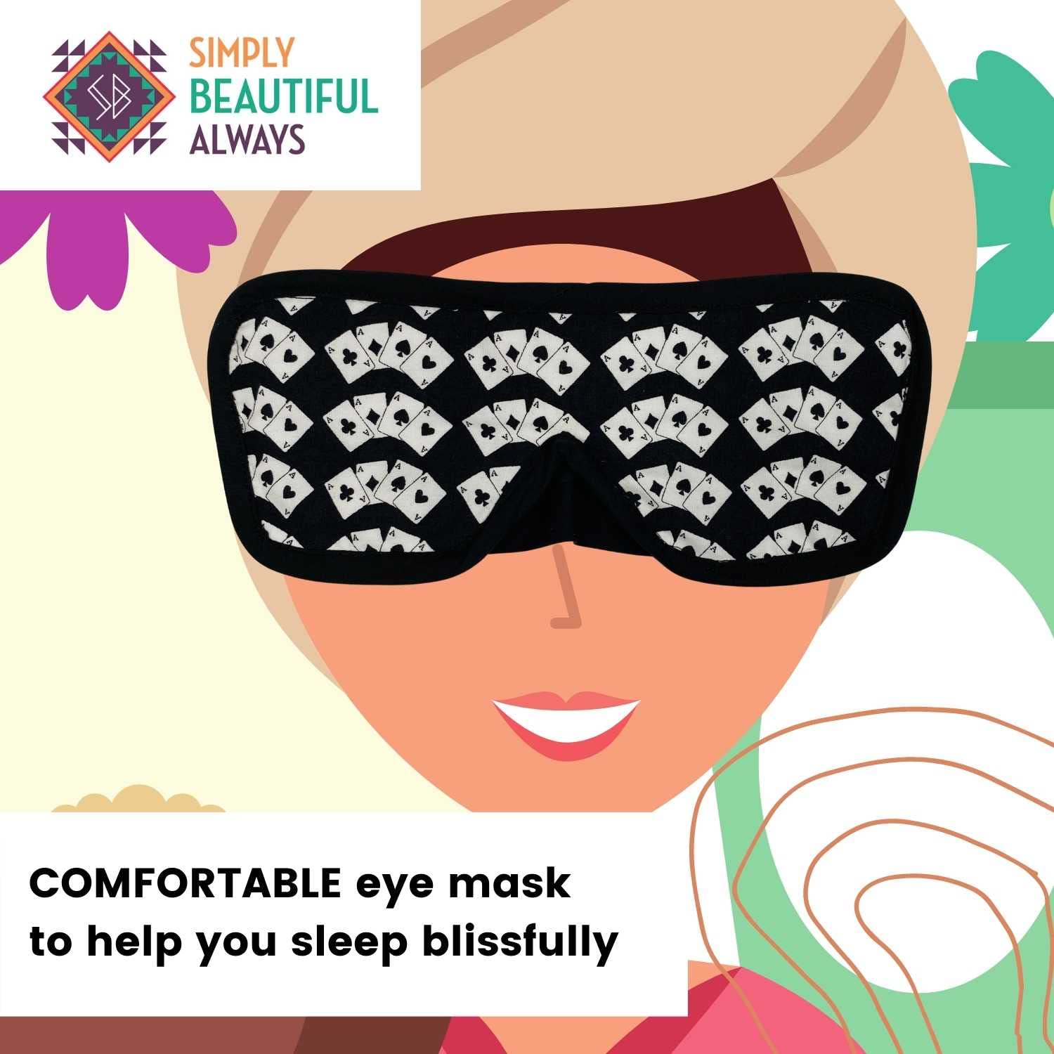 Simply Beautiful Always Retro - Black & White Printed Eye Mask for Sleep & Relaxation - Vintage Style Sleep Mask for Travel, Meditation & Spa