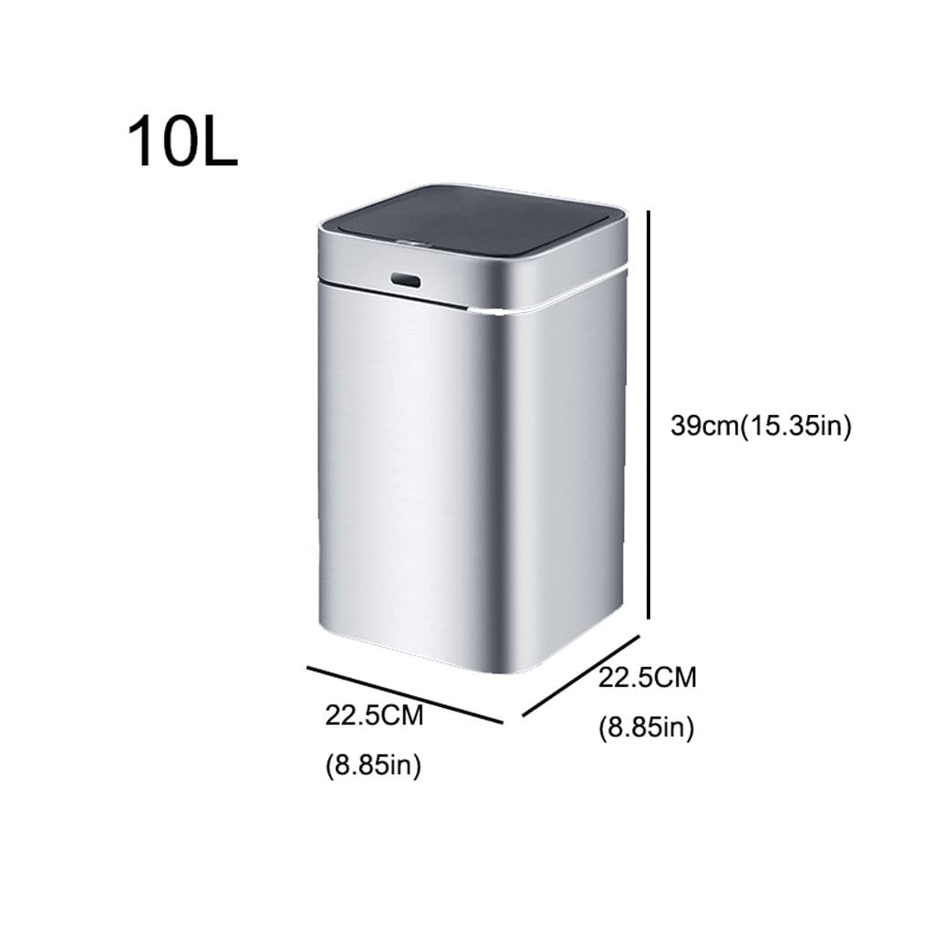 Automatic Sensor Trash Can - 10L Stainless Steel Smart Garbage Bin with Rechargeable Battery for Kitchen, Living Room & Bathroom - Hands-Free Motion Sensor Waste Basket for Home & Office Use