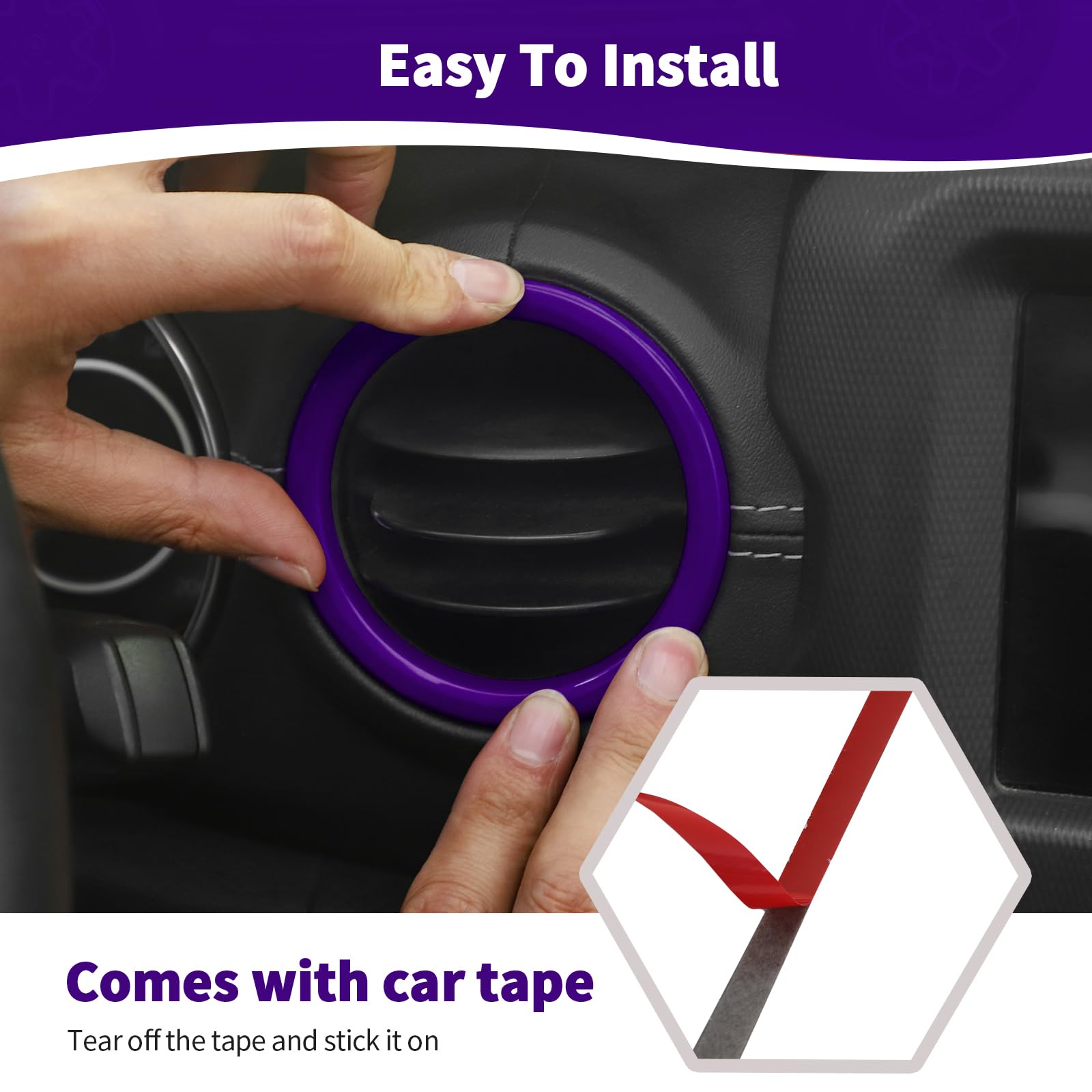 RT-TCZ Purple Interior Trim Cover Kit for Jeep Wrangler JL & JLU (2018-2023) - 20pcs Steering Wheel & AC Vent Accessories | Upgrade Your Ride's Style & Protection