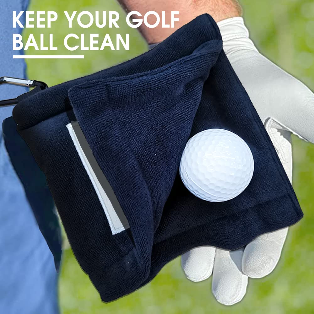 TOUNER Best Golf Ball Cleaning Towel with Clip - Durable Wiping Cloth & Cleaning Tool for Golfers | Perfect Golf Accessories & Gifts for Men, Dad, Husband, Grandpa | Ideal for On-Course Cleaning, Practice Sessions & Retirement Gifts