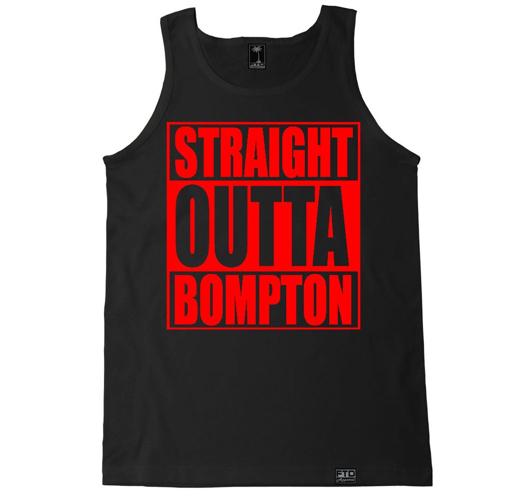 FTD Apparel Men's Straight Outta Bompton Sleeveless Muscle Tank Top - Gym Workout, Streetwear Fashion, Summer Casual Wear