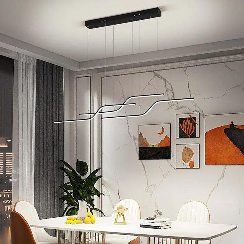 Modern Minimalist Dining Room Pendant Light - Sleek Linear LED Chandelier for Kitchen Island, Breakfast Nook & Contemporary Dining Spaces