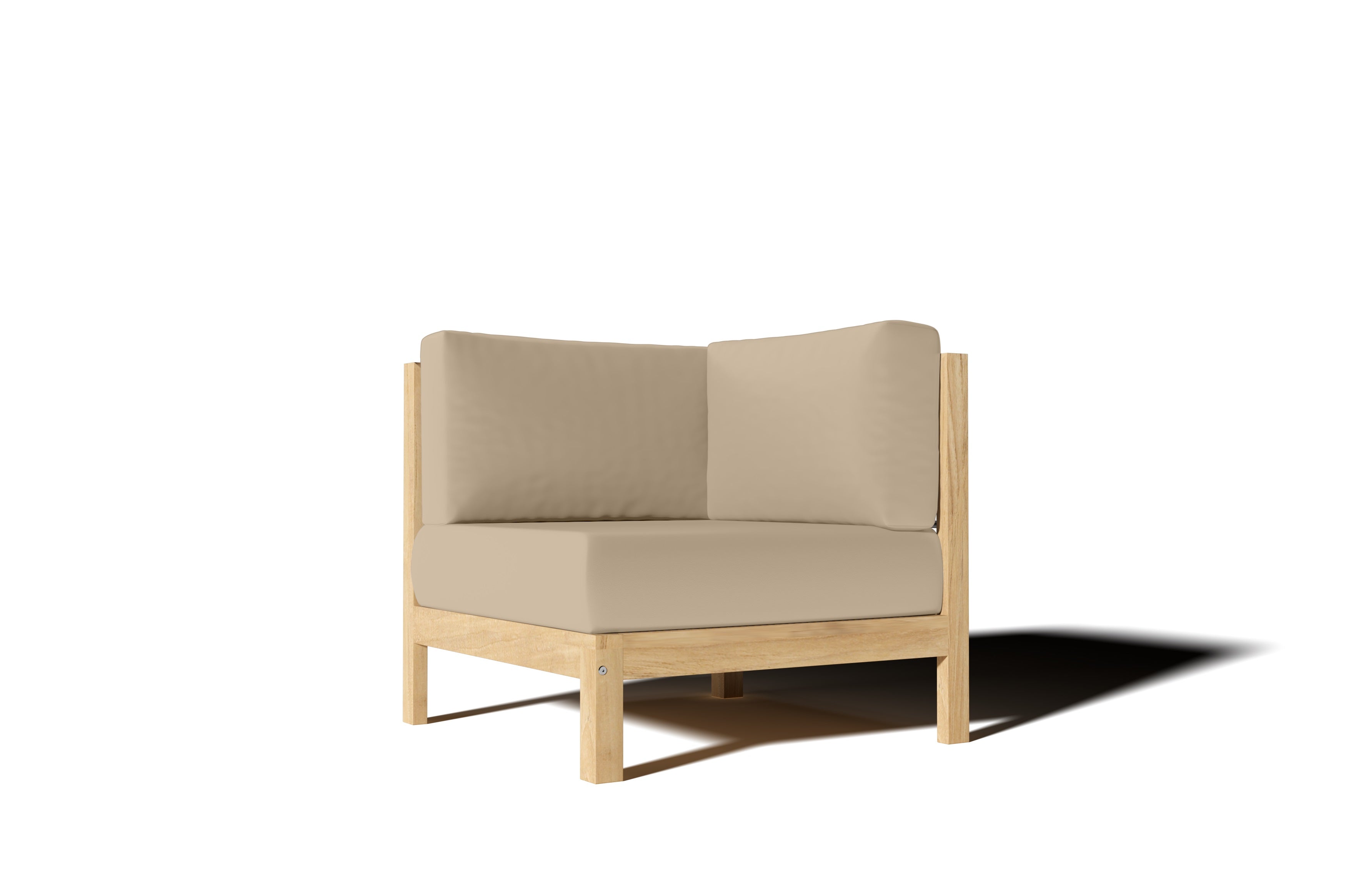 Leon Teak Outdoor Sectional Corner Sofa with Sunbrella Fawn Cushion - Waterproof & Durable Patio Furniture for Garden, Poolside & Backyard Relaxation