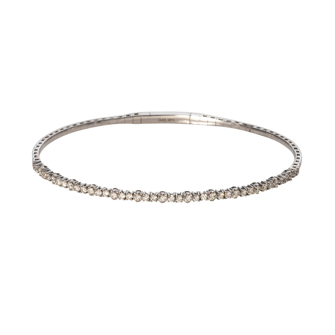 0.50 Carat Diamond 14K White Gold Flexible Bangle Bracelet for Women - Elegant Stackable Jewelry for Everyday Wear & Special Occasions
