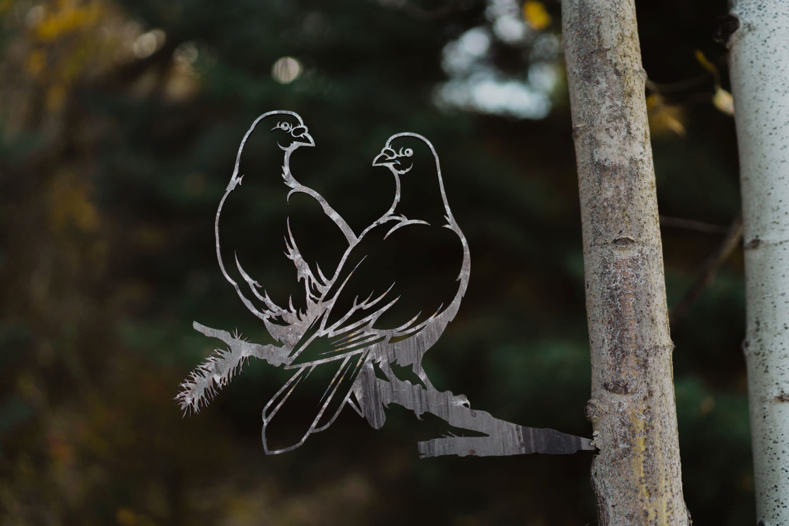 Steel Love Doves Wall Art - Handcrafted Corten Metal Sculpture for Garden, Backyard & Tree Decor | Rustic Patina Finish Silhouette Art | Perfect for Wedding Gifts, Anniversary Presents & Outdoor Decorations