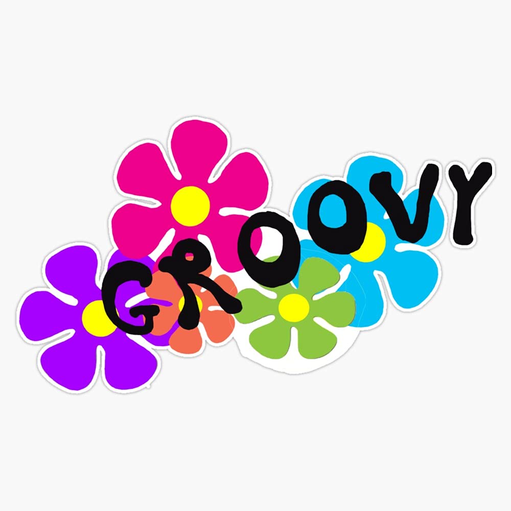 Groovy Flowers Vinyl Sticker - Waterproof Decal for Bumper, Laptop, Window (5 Inch) - Perfect for Car Decor, Laptop Personalization & Home Decoration