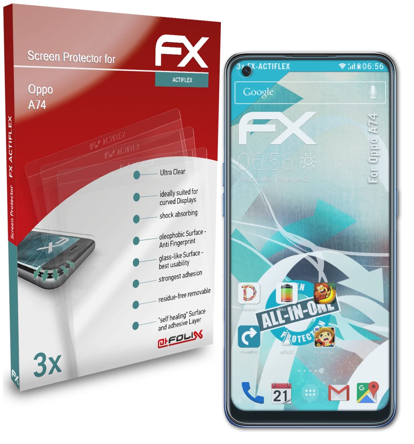 Oppo A74 Screen Protector (3-Pack) - Ultra Clear Flexible Film FX Screen Protection for Scratch & Impact Resistance - Perfect for Work, Travel & Everyday Use