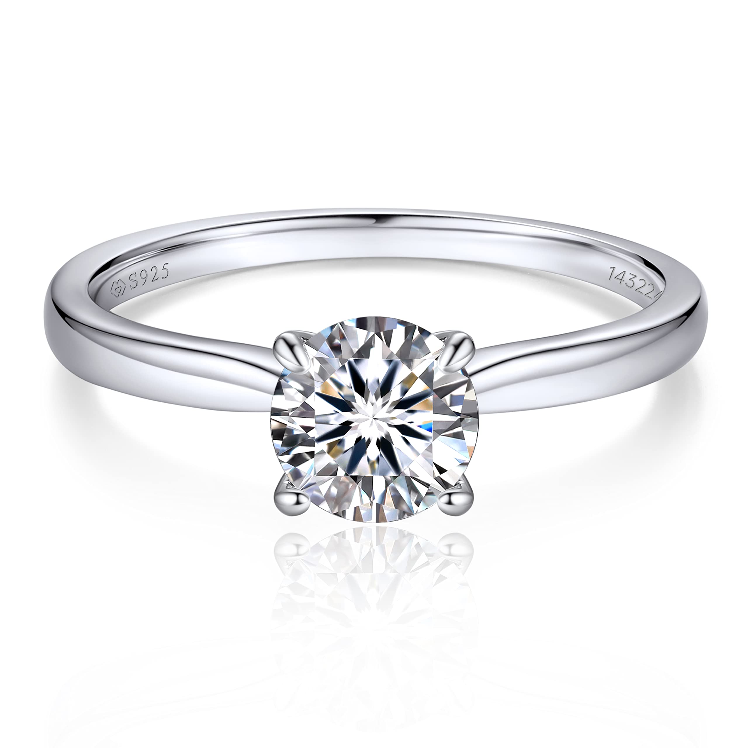 1/2Ct Moissanite Engagement Ring for Women - D Color VVS1 Lab Created Diamond, Sterling Silver Wedding Solitaire Ring | Perfect for Proposals, Anniversaries & Bridal Jewelry