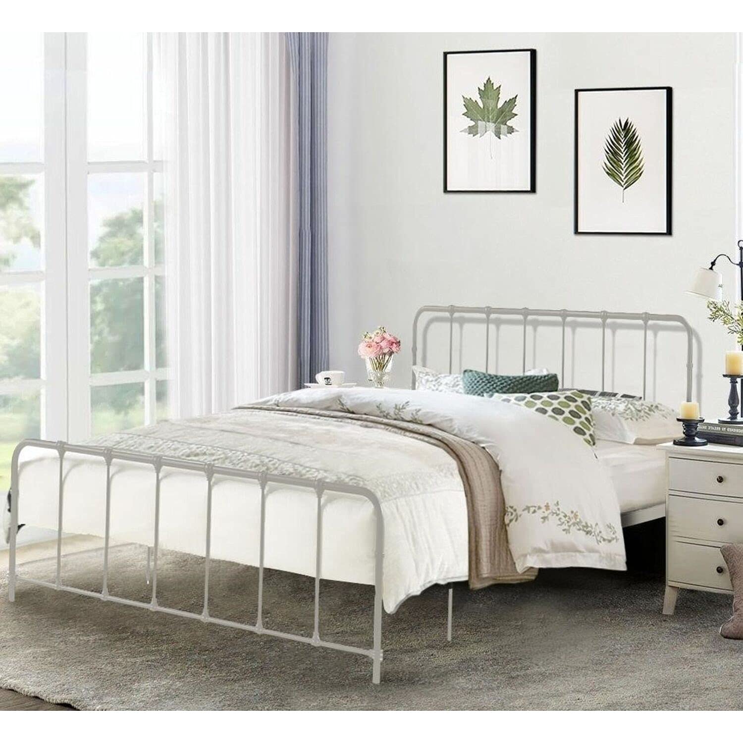Belle Isle Furniture Bella Colina Full Size Bed Frame in Gray - Modern Bedroom Furniture for Small Spaces & Guest Rooms