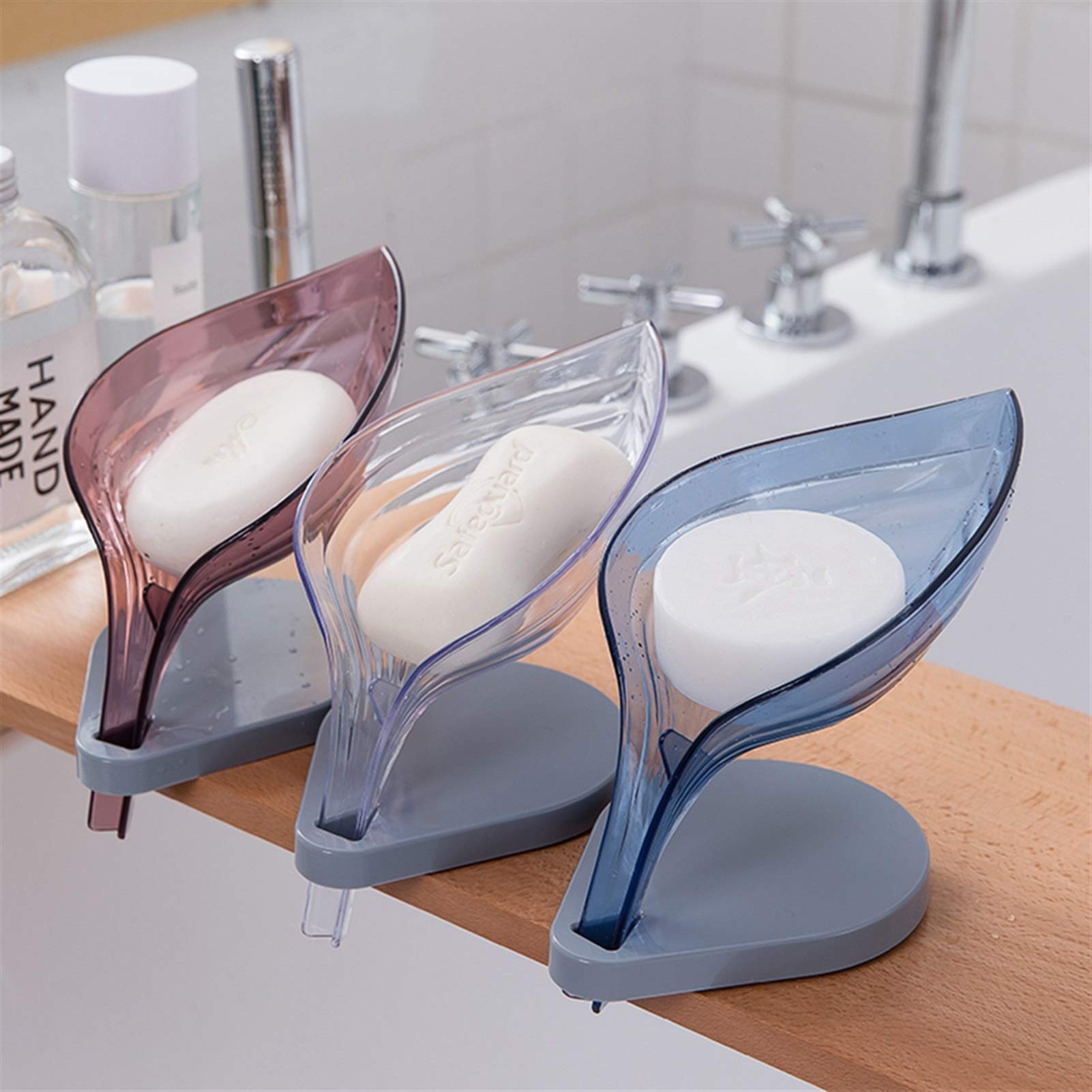 Leaf Shaped Soap Dish - Dark Purple Bathroom Soap Holder with Drainage, Elegant Soap Storage Tray for Shower, Sink Countertop, and Spa Decor