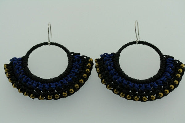 Stylish Brass Beaded Hoop Earrings in Blue - Perfect for Casual Wear, Parties & Everyday Fashion