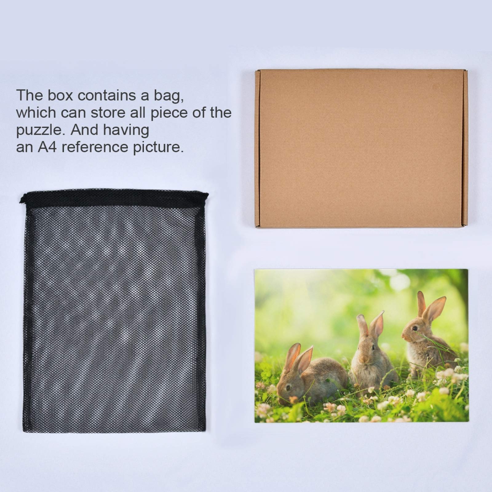 500 Piece Rabbit Jigsaw Puzzle for Adults & Kids - Cute Bunny Forest Animal Puzzle Game, Fun Family Activity & Educational Toy for Relaxation, Parties & Classroom Learning