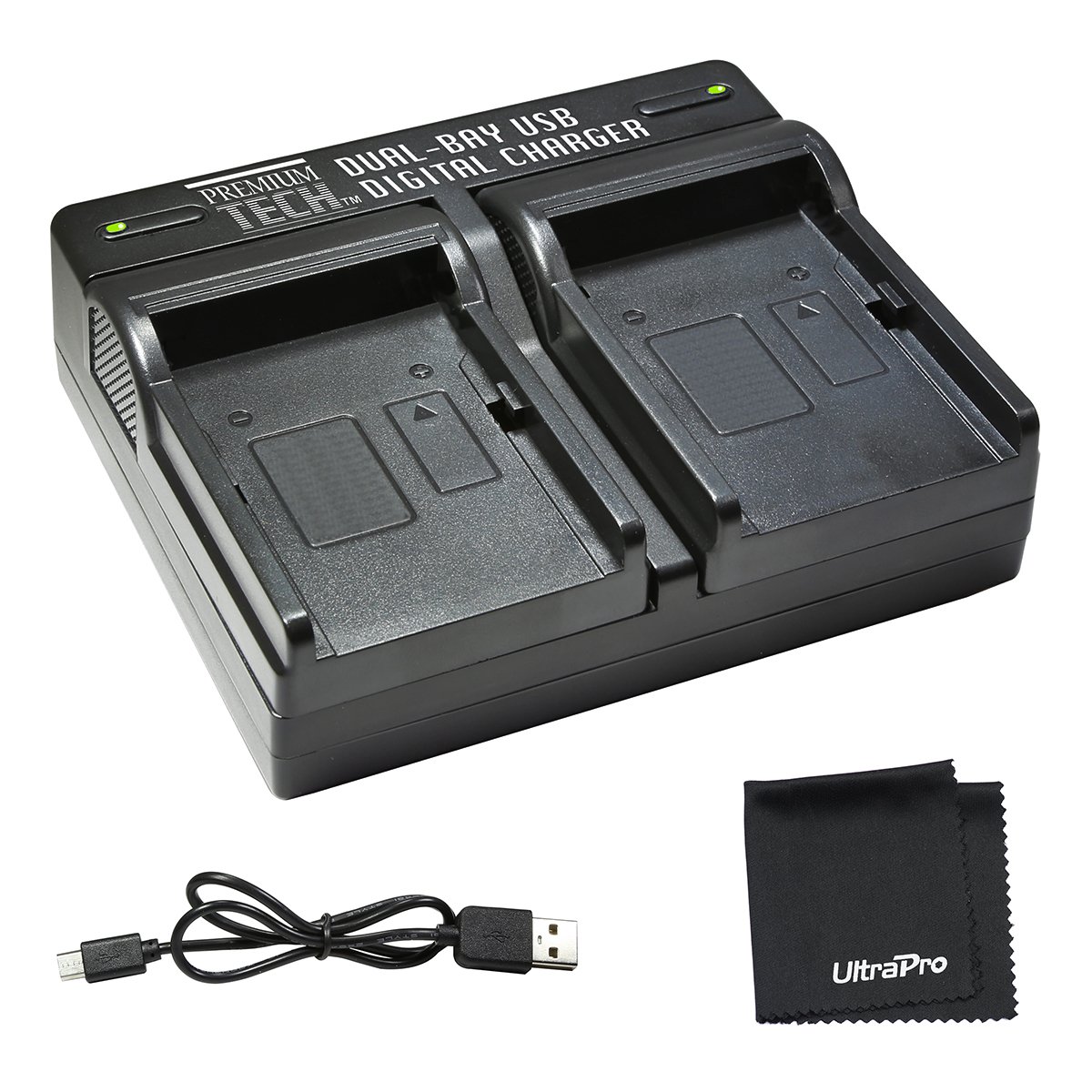 UltraPro PTD-42 USB Dual Battery Charger for Canon NB-6L & Compatible Canon Cameras | Fast Charging Station | Includes Deluxe Microfiber Cleaning Cloth | Perfect for Travel, Vlogging & Professional Photography