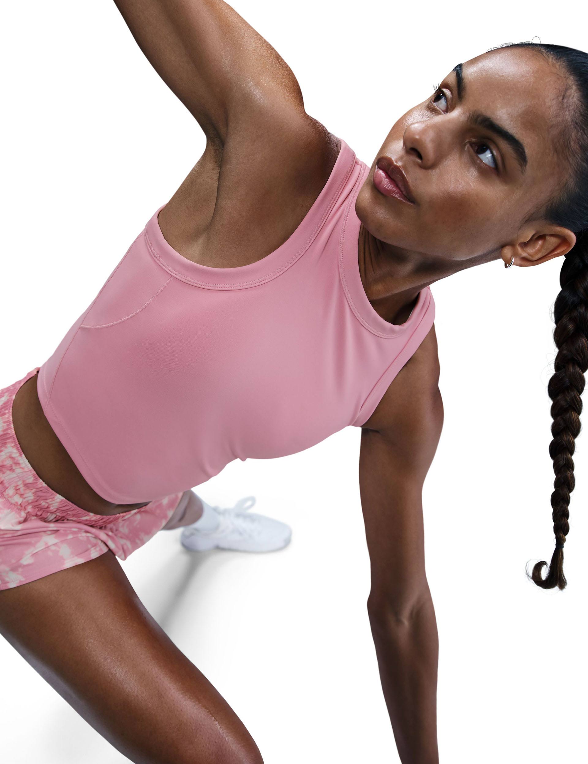 Nike Dri-FIT Cropped Fitted Tank Top for Women - Breathable, Moisture-Wicking Workout Shirt in Elemental Pink/Black | Yoga, Running, Gym & Casual Wear