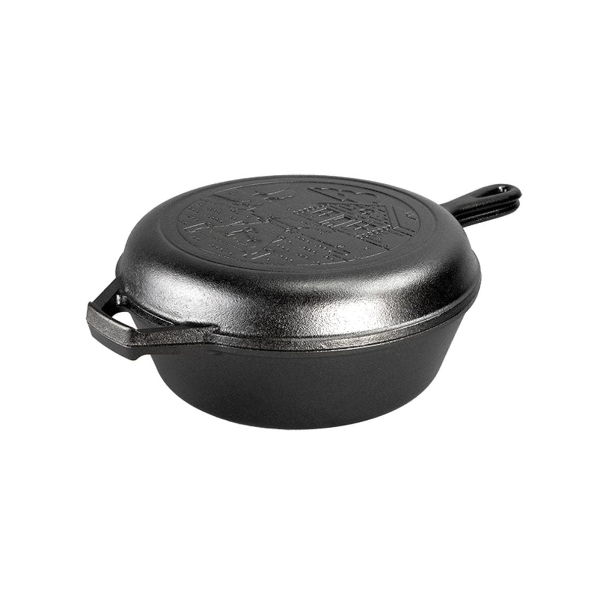 Lodge Cast Iron Wanderlust Series Cabin Combo Cooker - 3.2 Quart Dutch Oven with Lid - Perfect for Camping, Outdoor Cooking & Rustic Kitchen Meals
