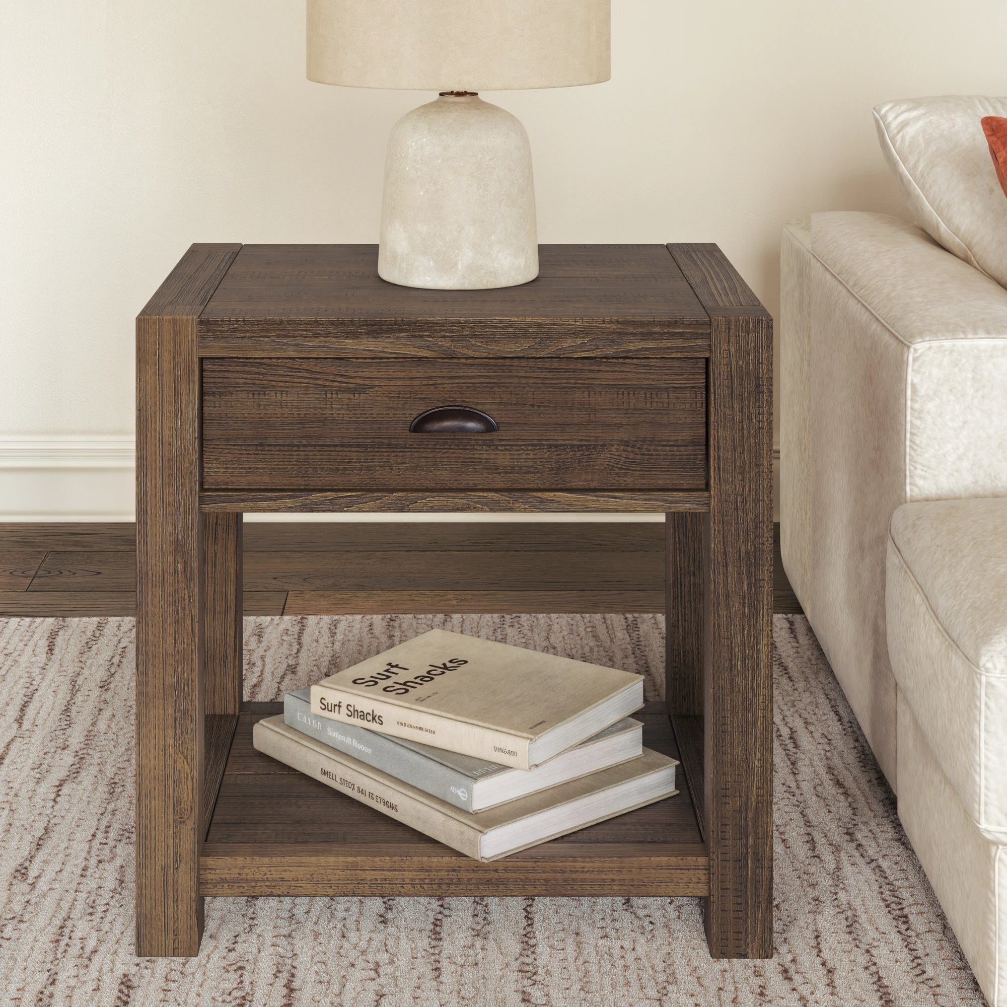 Modern Montauk End Table - Stylish Nightstand for Bedroom, Living Room & Office - Compact Side Table with Storage Shelf - Perfect for Small Spaces, Apartments & Dorm Rooms