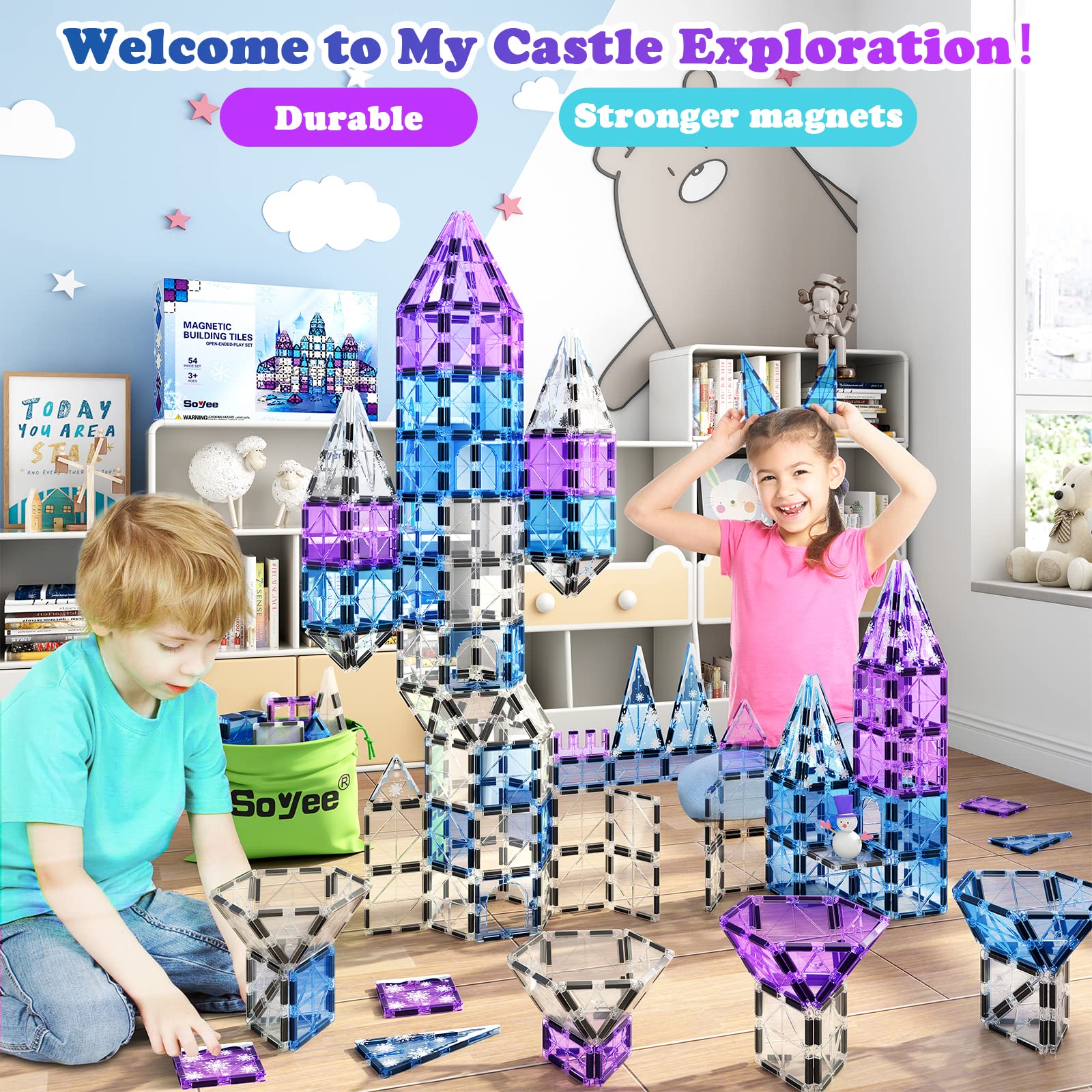 Magnetic Building Blocks for Kids - Arctic Animals & Winter Themed Tiles | STEM Learning Toys for Girls & Boys Ages 3-8 | Creative Construction Games | Perfect for Birthday Gifts & Preschool Educational Play