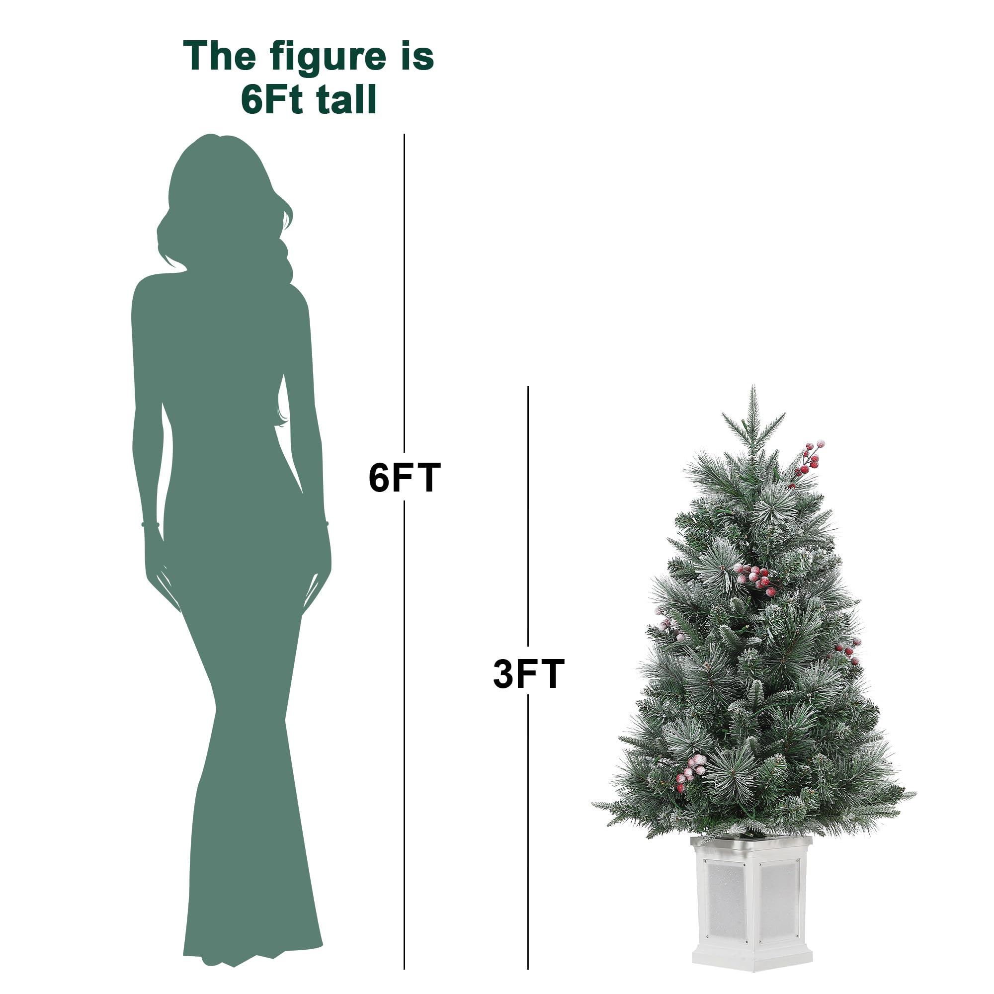 GARVEE 3 Ft Pre-Lit Artificial Christmas Tree with 78 Multicolor LED Lights - Snow Flocked, 8 Lighting Modes, Battery Operated - Holiday Decor for Home, Office, Party & Indoor Christmas Decorations