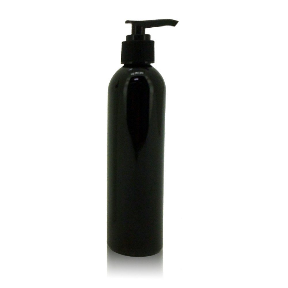 8oz Bullet Round Massage Oil Bottle with Saddle Pump - Black (1 Pack) - Perfect for Professional Massage Therapy, Spa Treatments & Relaxation at Home