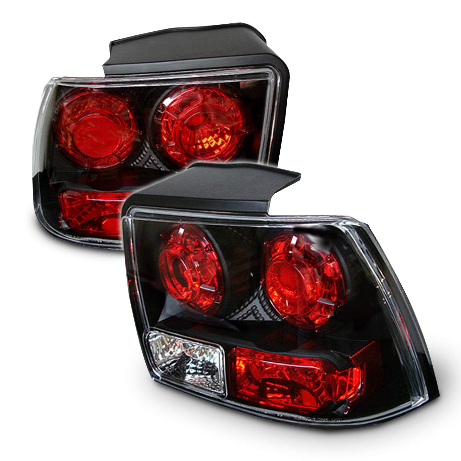 AKKON Black LED Tail Brake Lights Lamp Pair for 1999-2004 Ford Mustang Sport Coupe - Left Driver & Right Passenger Side Replacement - Enhances Night Visibility & Style for Car Enthusiasts