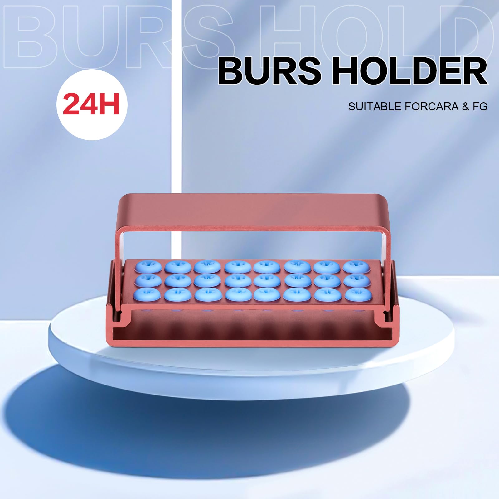 7-Piece Colorful Endo Box with Cover - Organizer for 24-Hole Bur Holder Tips, Sterilizer Case - Perfect for Dental Clinics & Lab Organization