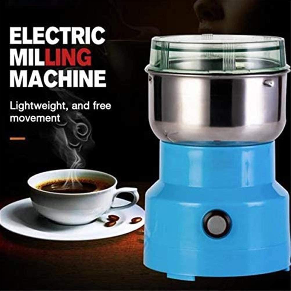 150W Multifunction Small Food Grinder - Low Noise Grain & Coffee Bean Grinder for Herbs, Spices, Nuts - Perfect for Home Kitchen & Coffee Lovers (Blue)