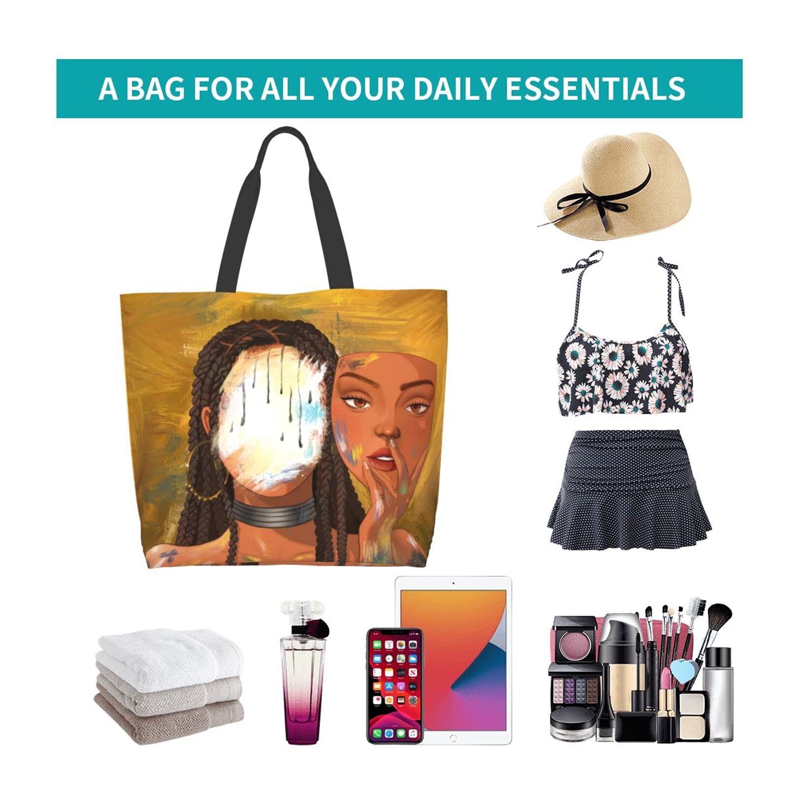Stylish Canvas Tote Bag for Women - Eco-Friendly Reusable Grocery Shopping Bag, Perfect for Beach, Travel & Daily Use | Durable & Fashionable Carryall for Work, School & Shopping