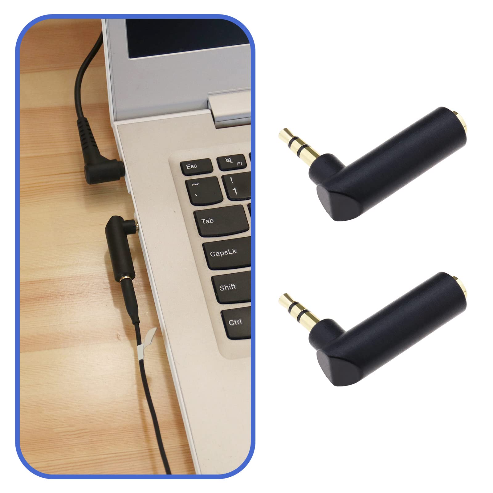 ECSiNG 3.5mm Gold Plated Right Angle Audio Adapter - 90 Degree Stereo Jack Connector for iPhone, Android, Laptop, Headphones & Gaming Headsets - Perfect for Travel, Office & Home Entertainment