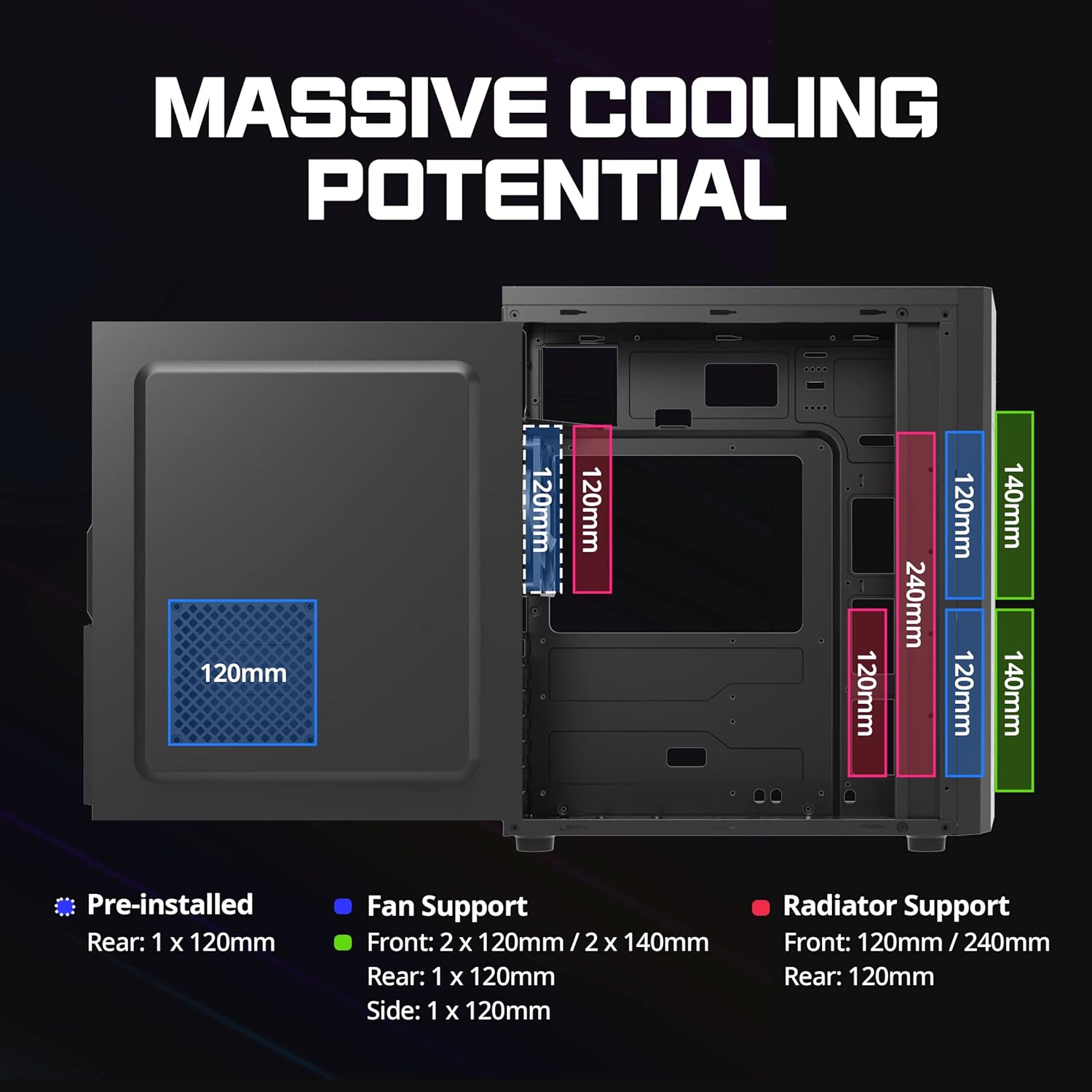 Zalman T8 Mid Tower ATX Gaming PC Case - High Airflow, Tempered Glass, RGB Lighting for Ultimate Gaming Setup