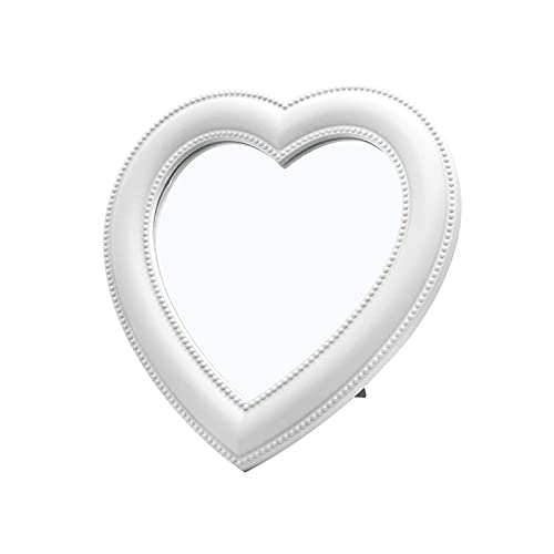 BinaryABC Heart Shaped Makeup Mirror - Wall Mount & Desktop Vanity Mirror with LED Lights for Bedroom, Bathroom, Dressing Room - Perfect for Makeup Application, Skincare & Hair Styling (White)
