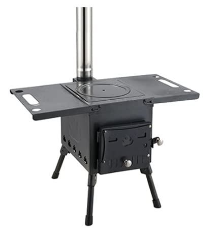 Portable Wood Burning Stove for Camping - Outdoor Tent Stove with Chimney Pipe, Side Racks & Viewing Window - Multi-Fuel Heater & Cooker for Tents, Cabins, Hunting Shelters (Perfect for Winter Camping & Emergency Heating)