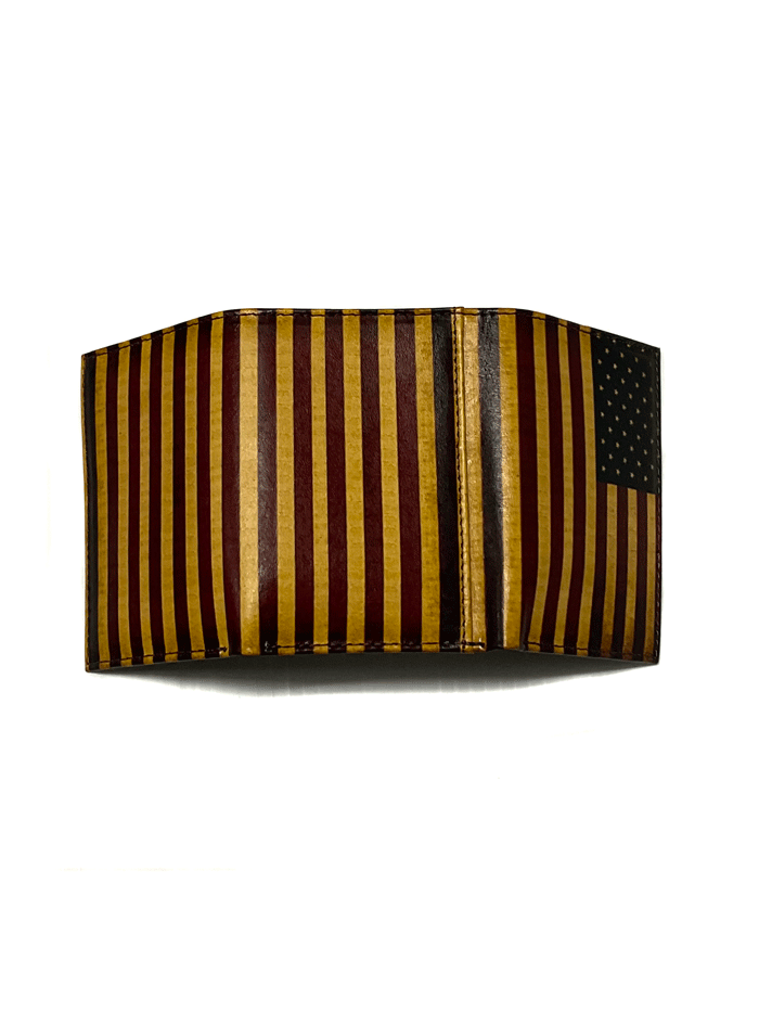 Nocona Men's Vintage USA Flag Trifold Wallet - Genuine Leather Bifold Wallet for Men with RFID Protection - Perfect for Travel, Everyday Carry & Gift Giving
