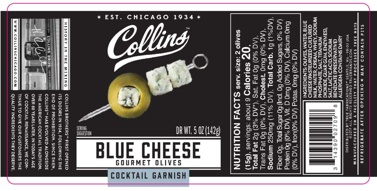 Collins Gourmet Blue Cheese Stuffed Olives – Premium Cocktail Garnish for Martinis & Bloody Marys – Perfect for Charcuterie Boards, Snack Trays & Salads – Gourmet Condiment Olives 4.5oz – Ideal for Parties, Happy Hours & Upscale Entertaining