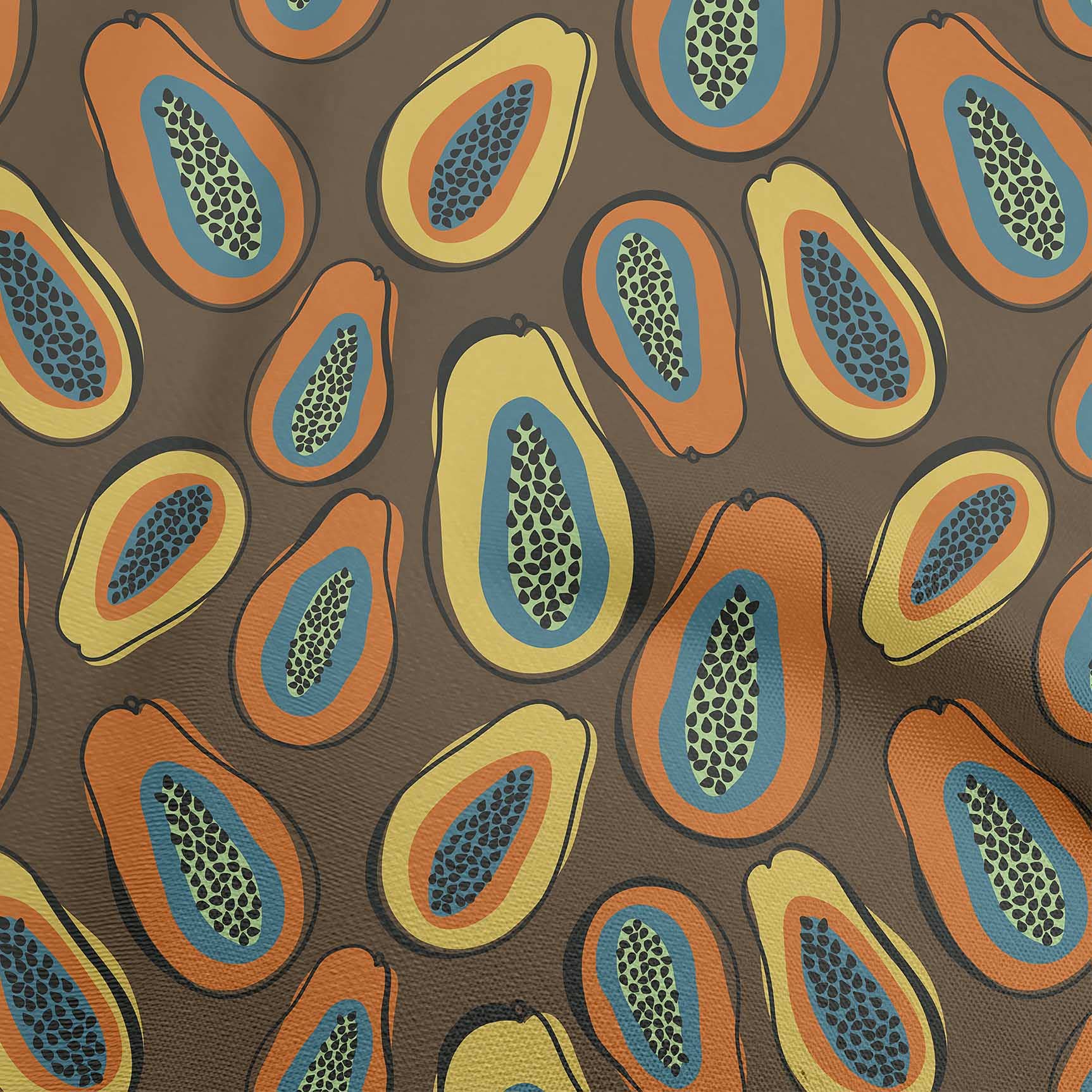 oneOone Rayon Brown Fabric with Papaya Print - 56 Inch Wide for DIY Clothing & Sewing Projects - Perfect for Dresses, Skirts, and Home Decor