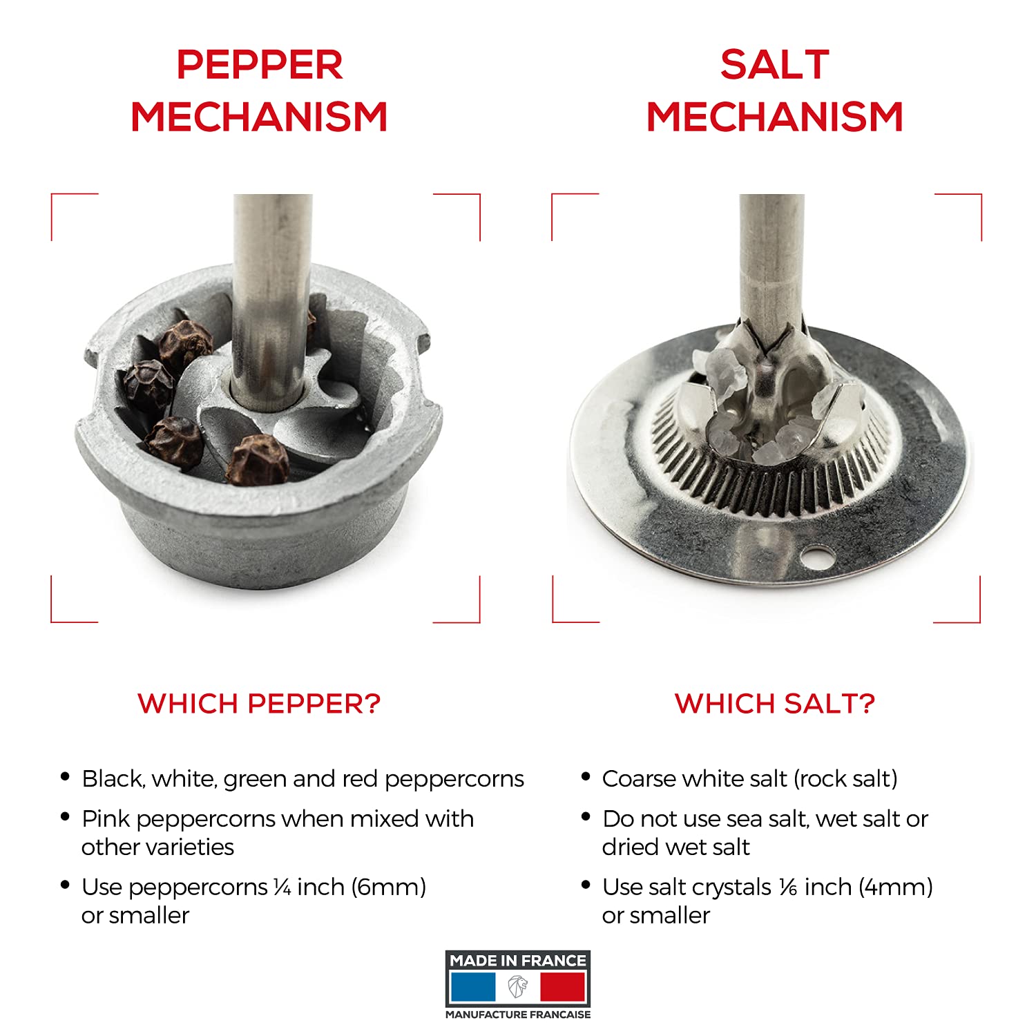 Peugeot Madras u'Select Adjustable Manual Salt Mill - Premium Stainless Steel & Beechwood Grinder - Perfect for Kitchen, Dining Table & Gourmet Cooking - Graphite Finish